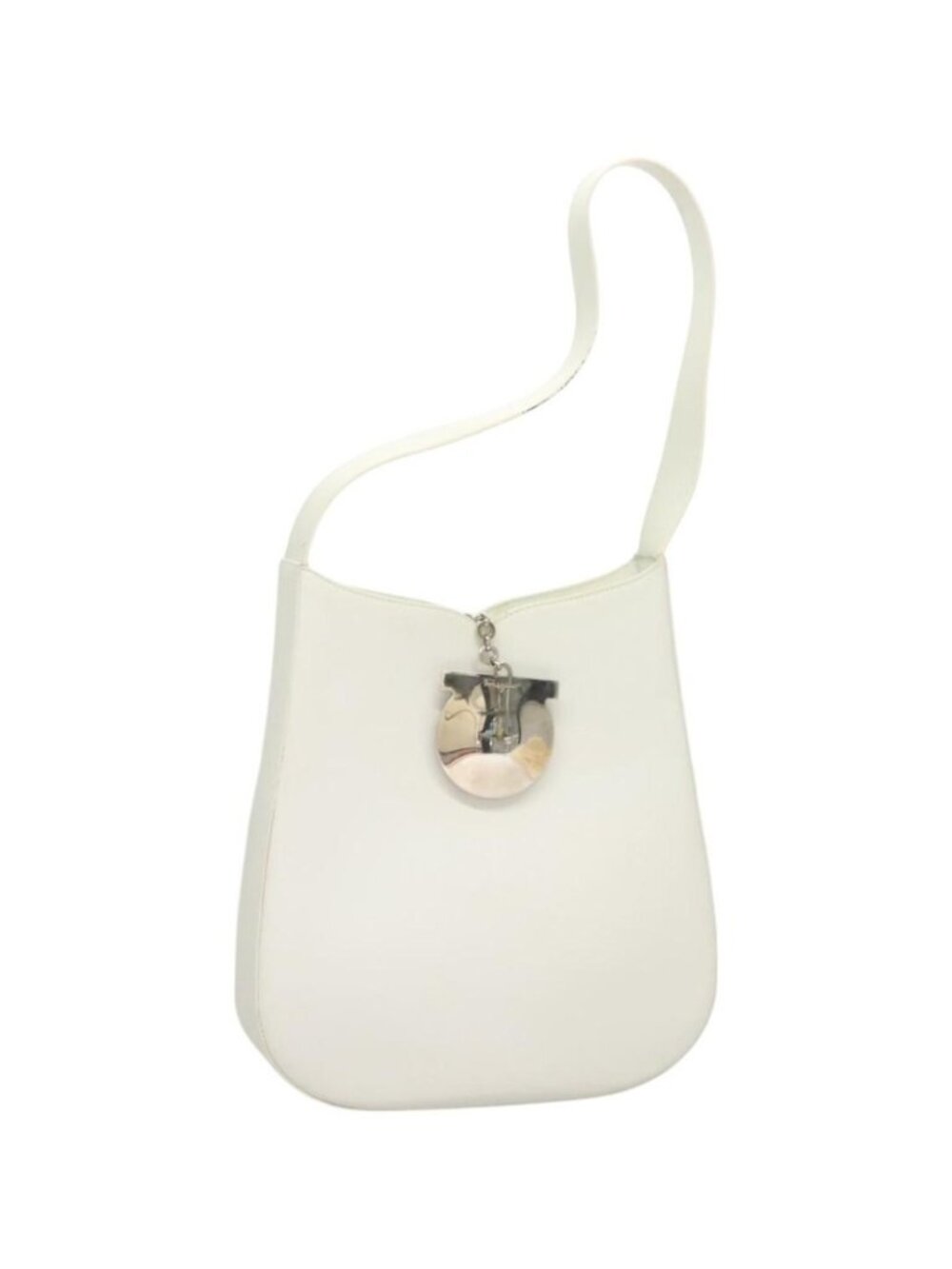 Salvatore Ferragamo Shoulder Bag Leather White Silver